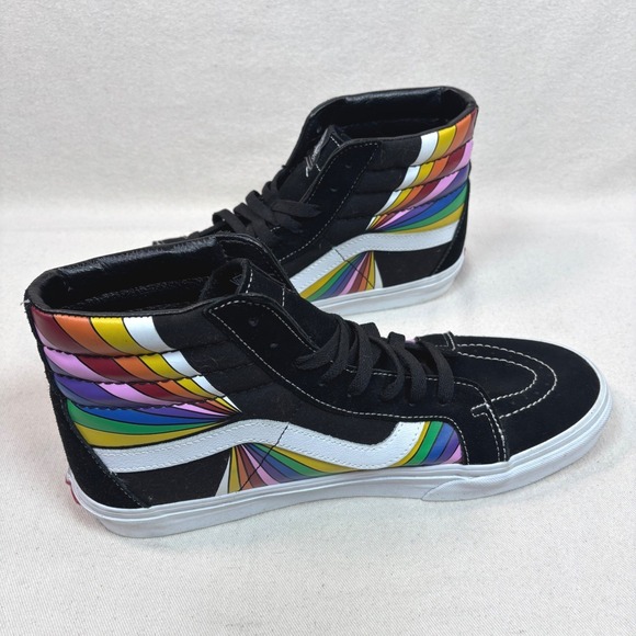 Vans Sk8-Hi Rainbow Prism Black Suede High Top Sneakers Mens 11.5 Womens 13 - Picture 6 of 10